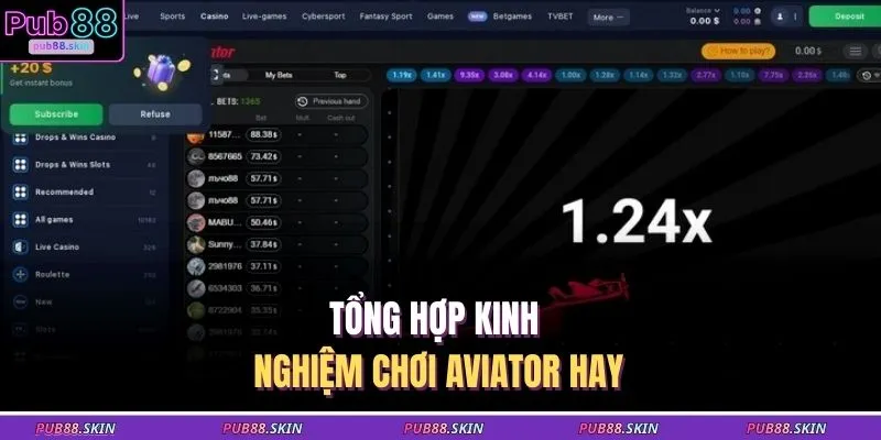 Tổng hợp kinh nghiệm chơi Aviator hay